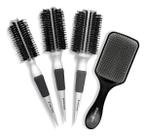 Kit 3 Escovas Thermal Ceramic Profissional Raquete Free Flex Branco