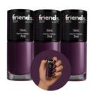 Kit 3 Esmalte Cremoso Roxo Sara Friends 7ml Cor Vibrante