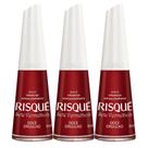 Kit 3 Esmalte Risqué 7 Vermelhos Cor Doce Orgulho Hipoalergênico com 8ml