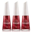 Kit 3 Esmalte Risqué Cor Rubi Hipoalergênico Metálico com 8ml