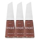 Kit 3 Esmalte Risqué Nudes Cremosos Cor Cappuccino 8ml