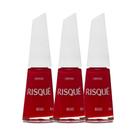 Kit 3 Esmalte Risqué Vermelho Cremoso Beijo 8ml
