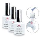Kit 3 Esmaltes Gel Translúcido Renda Top Lirio SoakOff 12m Manicure Nail Art Nail Designer Unha de Gel Acrygel Profissional Studio Salão de Beleza