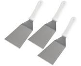 Kit 3 Espátulas Curva Inox 3 polegadas Churrasco Cozinha Profissional Chapeiro chapa Pizza Grelha hamburguer Utensílio Durável
