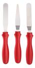 Kit 3 Espátulas De Cabo Vermelho Aço Inox Confeitaria Bolos