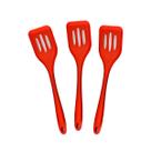 Kit 3 Espátulas de Silicone Vazadas Grande 28cm Vermelha -