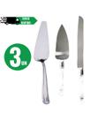 Kit 3 Espátulas em Aço Inox Para Bolo Tortas Corta Servir