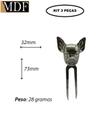 Kit 3 Espetinho Garfinho Petisco Porco Super Luxo Zamac