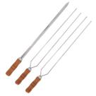 Kit 3 Espetos 70cm De Inox Com Cabo Madeira - Duplo e Espada