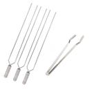 Kit 3 Espetos Duplo 50cm E Pegador De Carnes Inox, Churrasco