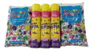 Kit 3 Espuminhas Spray Artifical Festiva e 2 Confetes Carnaval Dia Das Crianças Bloquinho
