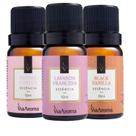 Kit 3 Essências 10ml Via Aroma Black Vanilla Lavanda Francesa Peônia Garden