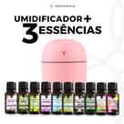 Kit 3 Essências Hidrossolúveis Umidificador Aromatizador 220ml LED 7 Cores Portátil
