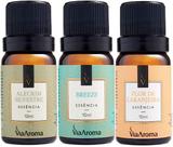 Kit 3 Essências Via Aroma 10ml (Alecrim, Breeze, F. de Laranjeira)
