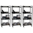 Kit 3 Estante Livreiro Prisma Estilo Industrial 60cm 4 Prateleiras Preto Onix - Mpozenato