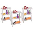 Kit 3 Estante Multiuso Plástico 3 Bandejas 20x45x70cm Ordene