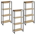 Kit 3 Estantes Escritório 4 Prateleiras 145x60cm Carvalho