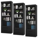 Kit 3 Estantes Livreiro 2 Gavetas e 5 Prateleiras Fancy Q01 Preto Fosco - Mpozenato