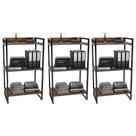 Kit 3 Estantes Livreiro Prisma Estilo Industrial 60cm 3 Prateleiras Nogal - Mpozenato