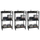 Kit 3 Estantes Livreiro Prisma Estilo Industrial 60cm 3 Prateleiras Preto Onix - Mpozenato