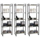 Kit 3 Estantes Livreiro Prisma Estilo Industrial 60cm 5 Prateleiras Snow - Mpozenato