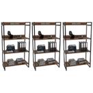 Kit 3 Estantes Livreiro Prisma Estilo Industrial 80cm 4 Prateleiras Nogal - Mpozenato