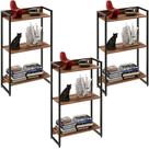 Kit 3 Estantes Multiuso Escritório Industrial 3 Prateleiras Areta 104x60cm C01 Nogal - Lyam Decor