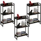 Kit 3 Estantes Multiuso Escritório Industrial 3 Prateleiras Areta 104x60cm C01 Onix - Lyam Decor