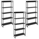 Kit 3 Estantes Multiuso Escritório Industrial 5 Prateleiras Areta 186x80cm C01 Onix - Lyam Decor
