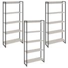 Kit 3 Estantes Multiuso Escritório Industrial 5 Prateleiras Areta 186x80cm C01 Snow - Lyam Decor