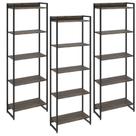 Kit 3 Estantes Multiuso Industrial 5 Prateleiras Areta 186x60cm C01 Carvalho Dark - Lyam Decor