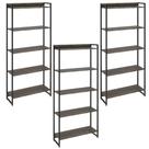Kit 3 Estantes Multiuso Industrial 5 Prateleiras Areta 186x80cm C01 Carvalho Dark - Lyam Decor