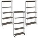 Kit 3 Estantes Multiuso Industrial 5 Prateleiras Areta 186x80cm C01 Carvalho Dark - Lyam Decor