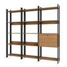 Kit 3 Estantes para Livros 1 Porta 15 Prateleiras Estilo Industrial Lâmina Mel/Preto - BRV Móveis