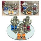 Kit 3 Estátuas Ganesha Deus Prosperidade Sabedoria + Bandeja