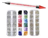 Kit 3 Estojo Strass Furta Cor Prata Colorido + Caneta Strass