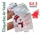 Kit 3 Etiquetas Auto Colante Feliz Natal Presente Decoração