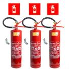 Kit 3 Extintores Pó Químico Abc 6kg Suporte Parede Placas Fotoluminescentes