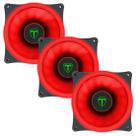 Kit 3 Fans Para Gabinete Led Vermelho 120mm 12x12x2,5 Tgf200 - T-dagger