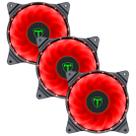 Kit 3 Fans Para Gabinete Led Vermelho 120mm 12x12x2,5 Tgf300 - T-dagger