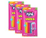 Kit 3 Fini Regaliz Tubes Arco-iris Sabores Sortidos Com Recheio Azul 80g