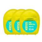 Kit 3 Fio Dental Sabor Menta Remove Placas Bacterianas Encerado 11m Kess