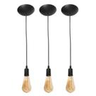 Kit 3 Fio Pendente Liso Cabo Retro 1 Metro Com Canopla