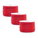 Kit 3 Fios Cordão Cetim Seda Rabo Rato 1mm 50m - Vermelho