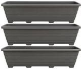Kit 3 Floreiras Grandes 80cm Jardim Plástico Cinza