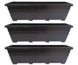 Kit 3 Floreiras Grandes 80cm Jardim Plástico Preta