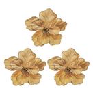 Kit 3 Flores Magnólia Natalina Veludo Dourado Pick com Glitter Luxo 50cm Kit 3 Flores Magnólia Natalina Veludo Dourado Pick com Glitter Luxo 50cm