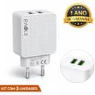 Kit 3 Fonte Carregador Celular 3.1a Carga Rápida 2 Usb Inova Kit 3 Fonte Carregador Celular 3.1a Carga Rápida 2 Usb Inova