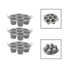 Kit 3 Forma Cesto Silicone Air Fryer Cupcake Muffin Cinza