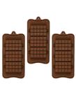 Kit 3 Forma de Silicone Barra de Chocolate Tablete 3 Cavidades Molde Confeitaria